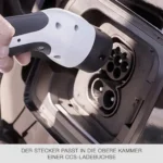 Foto, das die Position des Steckers vom Typ 2 in der CCS-Fahrzeugsteckdose zeigt